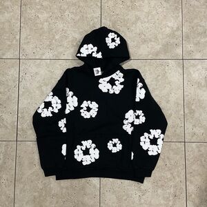 Black denim tear hoodie